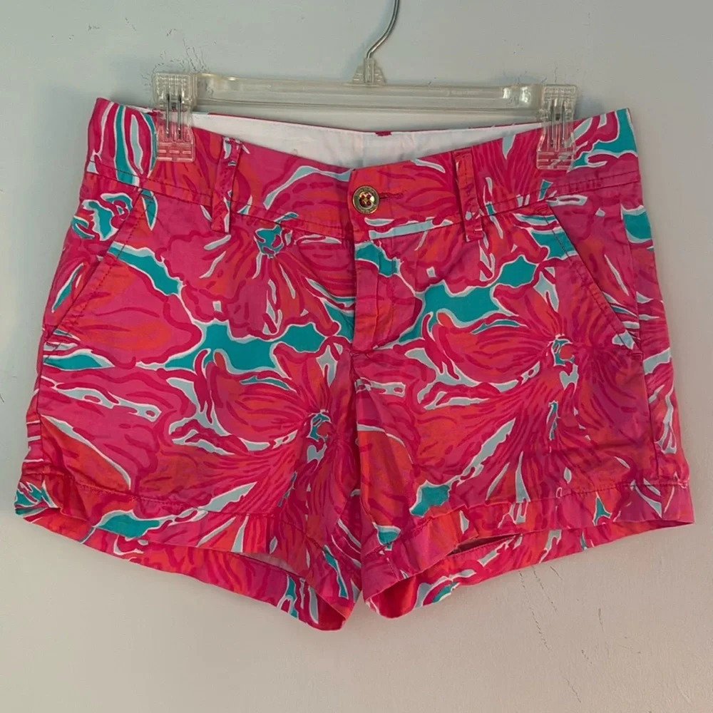 Lilly Pulitzer Callahan Shorts in Flirty Sea Pink & Blue Size 2